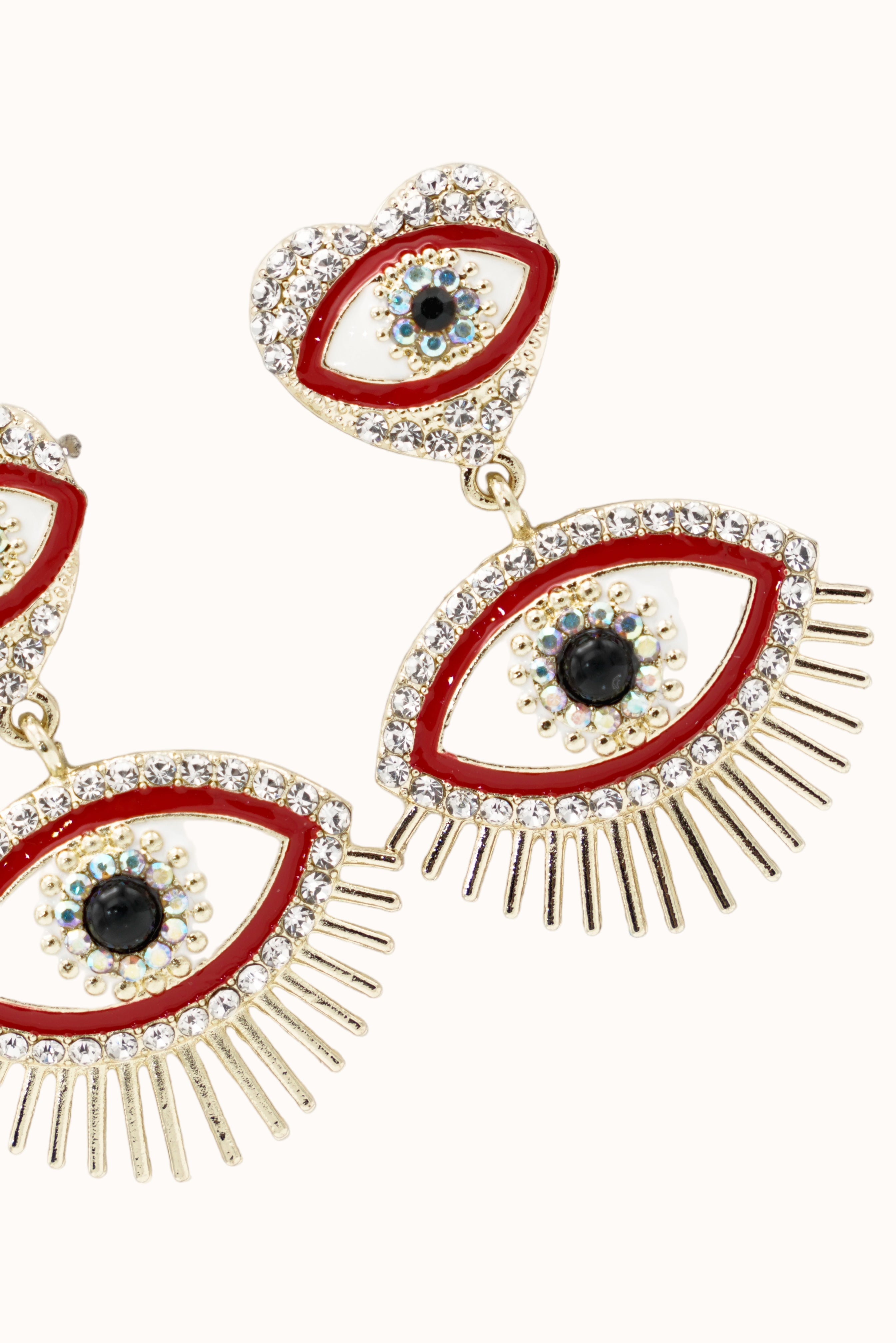 Eyes Earrings - Red