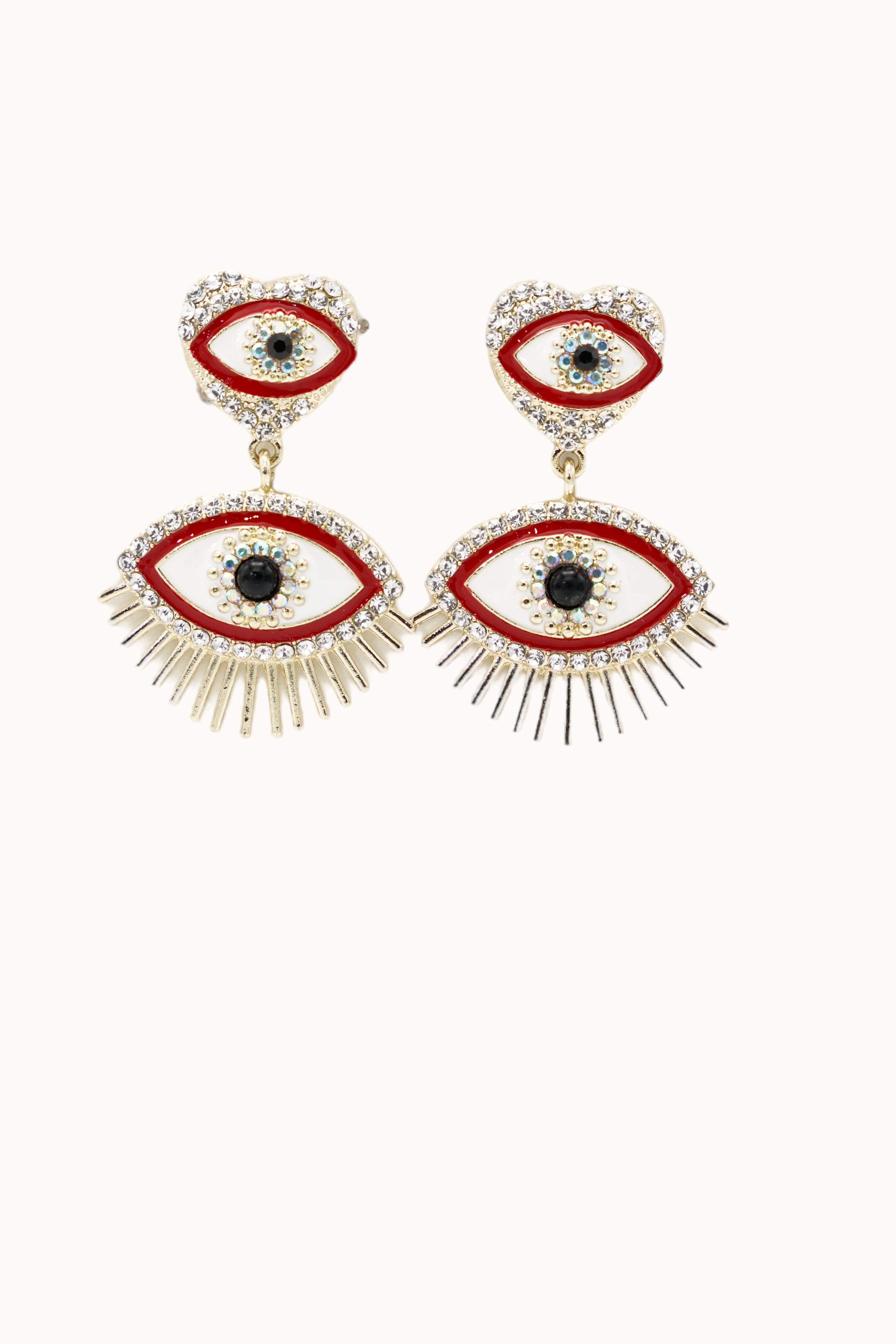 Eyes Earrings - Red