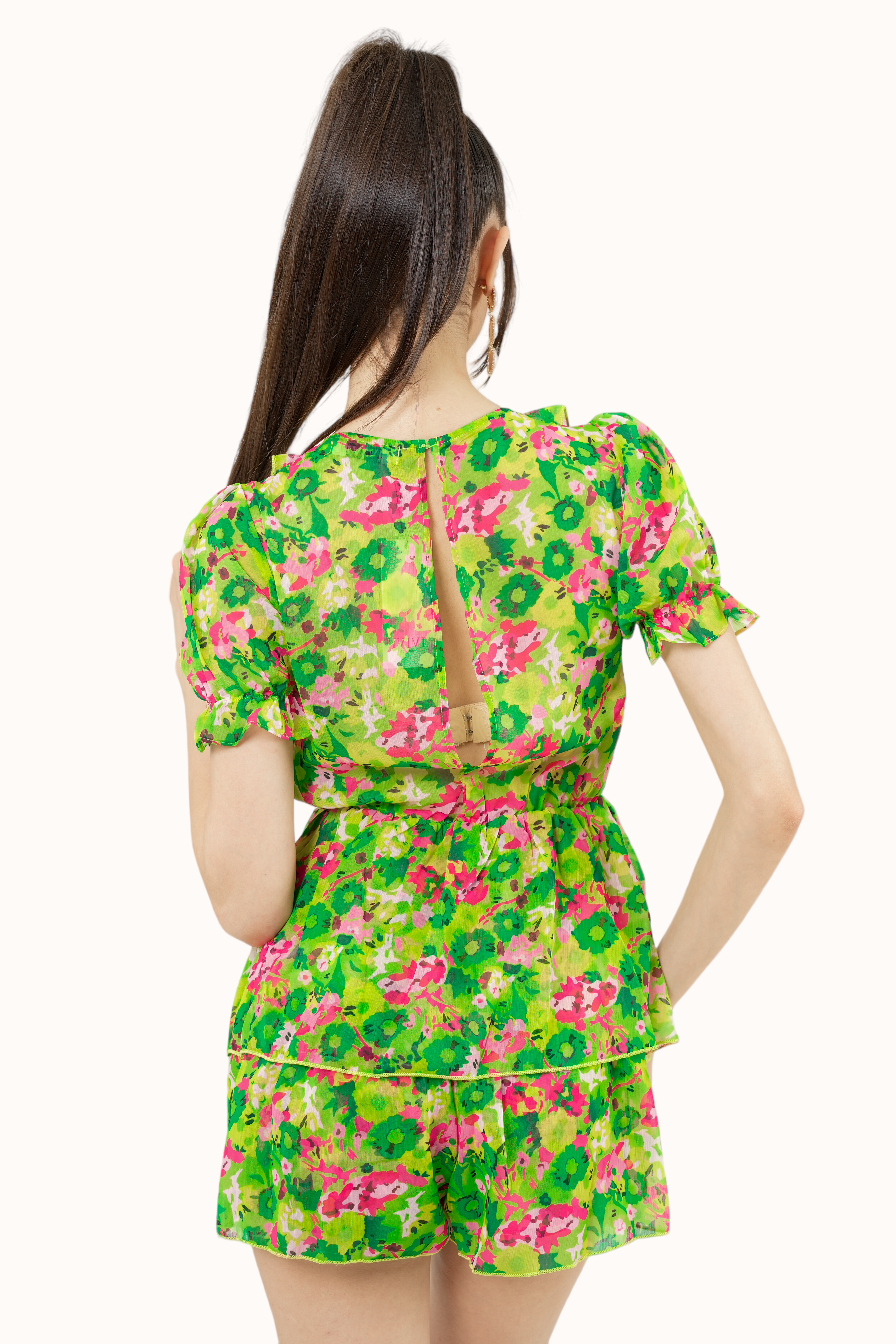 Evelyna Playsuit - Lime Green