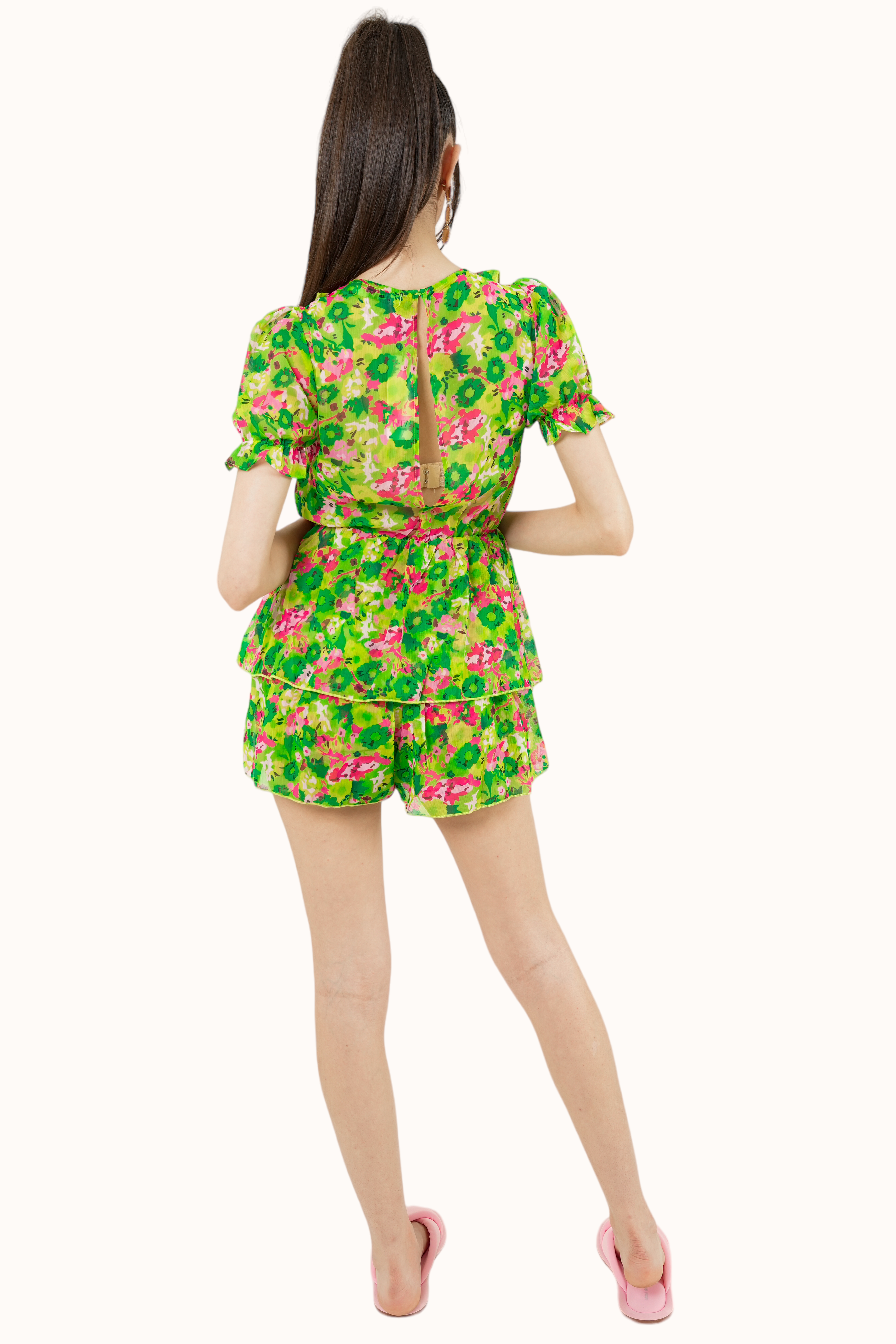 Evelyna Playsuit - Lime Green