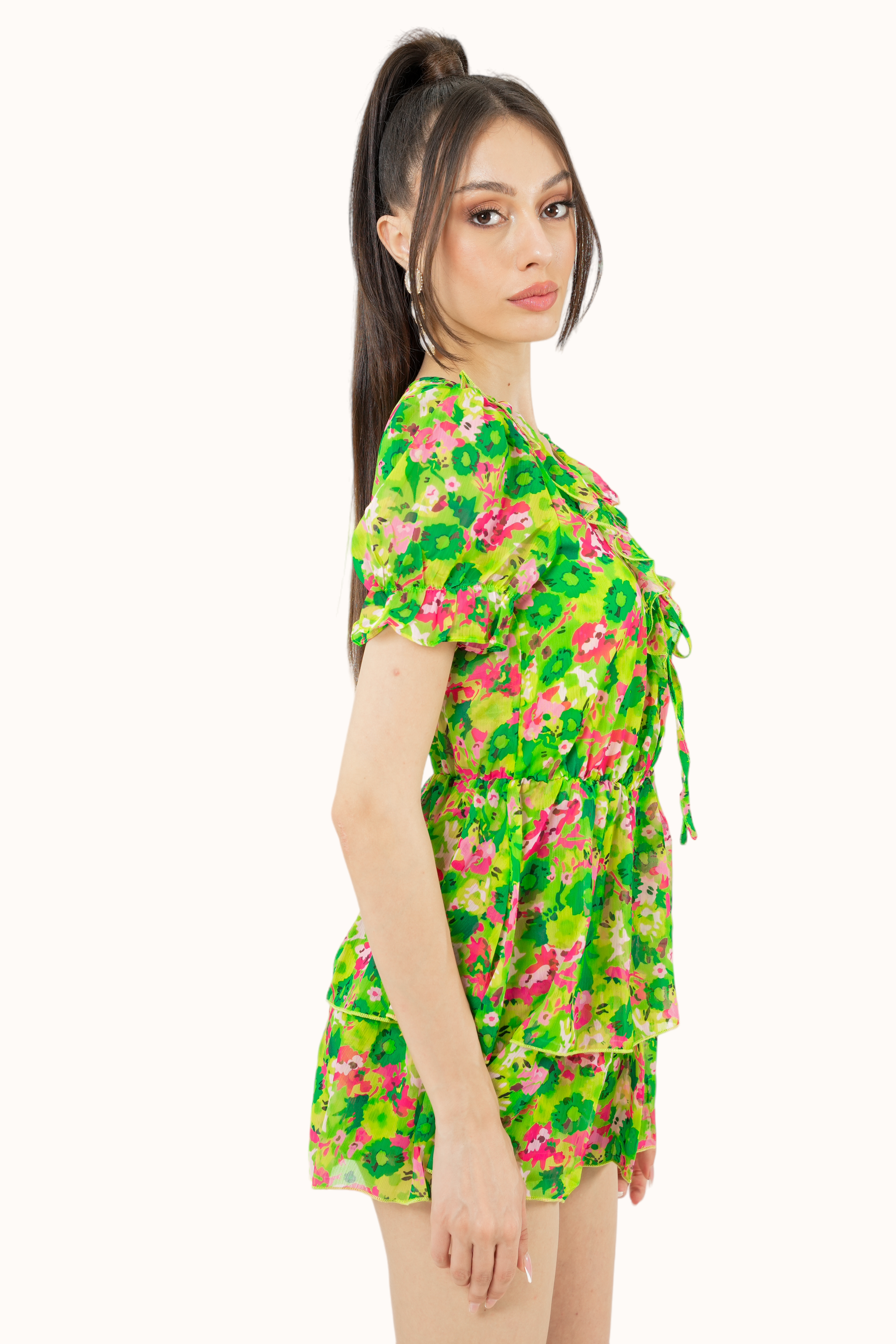 Evelyna Playsuit - Lime Green